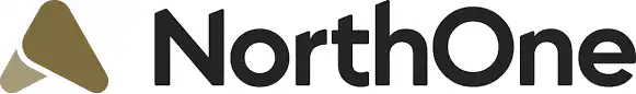 NorthOne logo featuring a gold and white abstract triangular symbol to the left of the bold black text NorthOne on a white background.